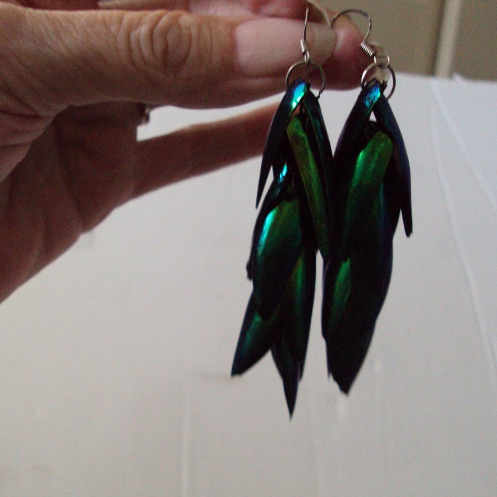 New handmade beetlewing earrings DAD944  FINAL MARKDOWN